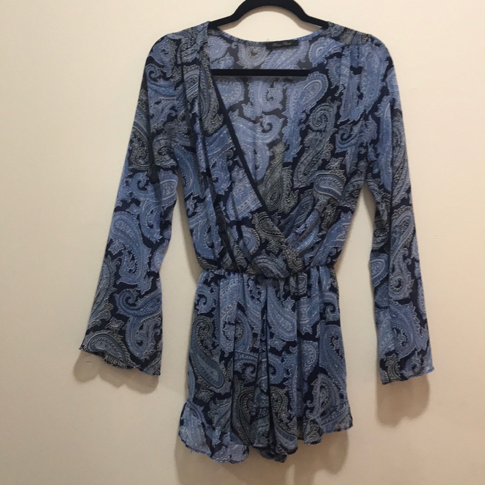 Blue paisley romper